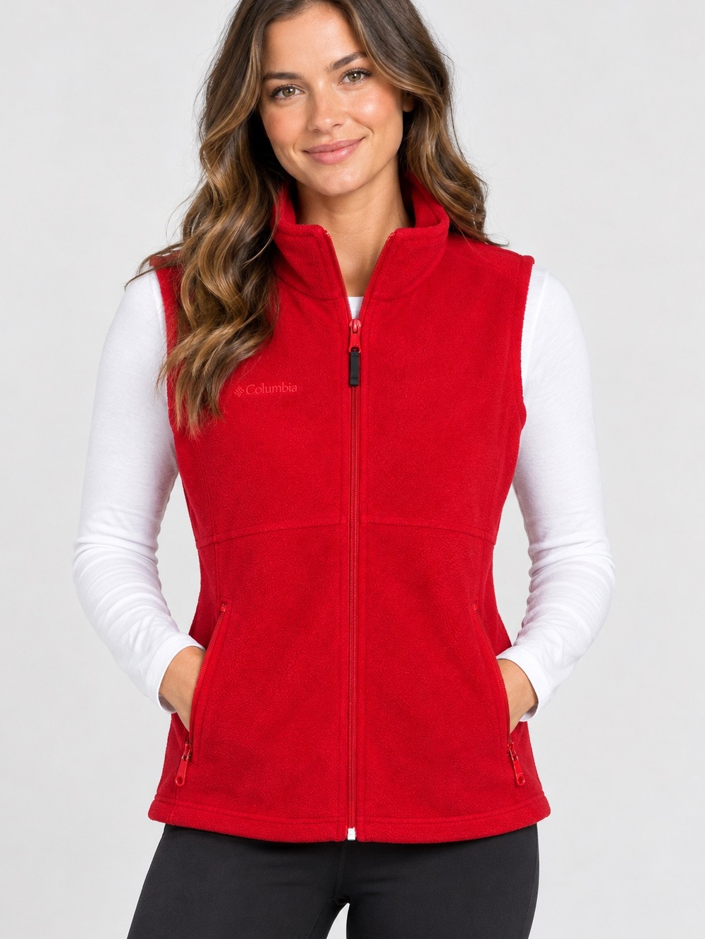 Columbia Red Women’s Fleece Vest - Zip Front Sleeveless